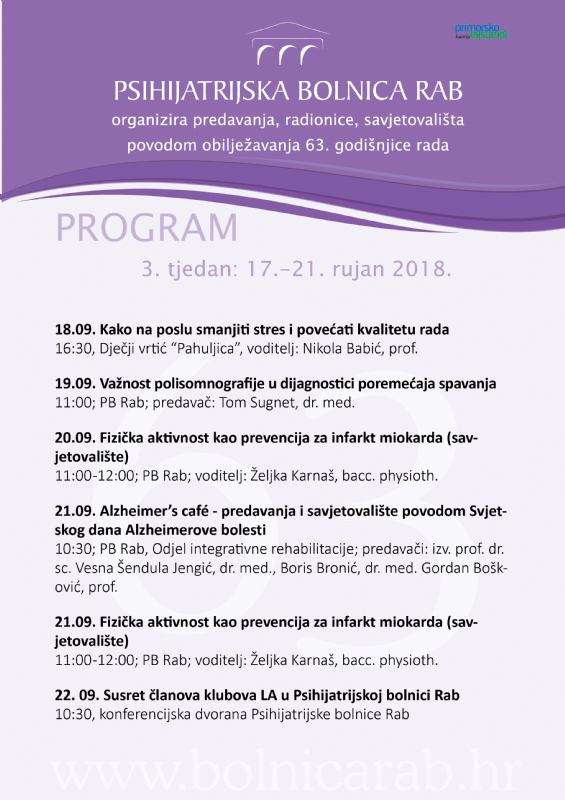 63 rođendan PB Rab - program 3. tjedan