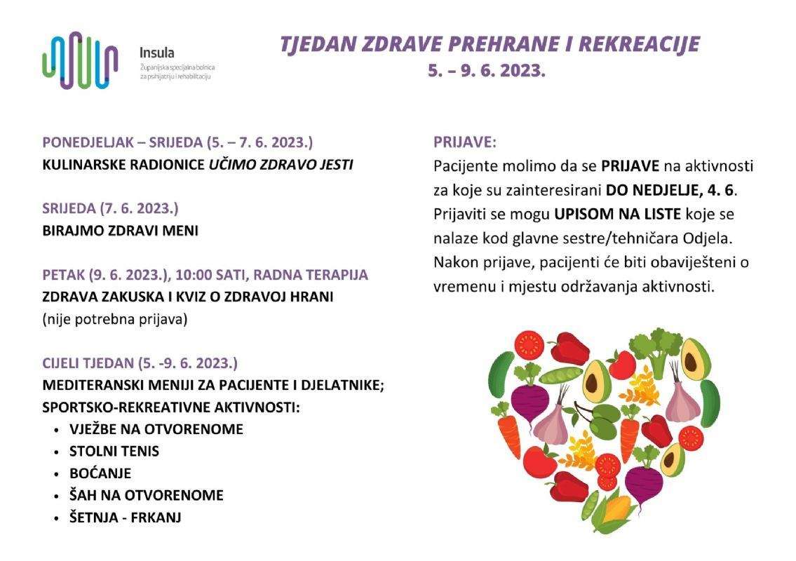 TJEDAN ZDRAVE PREHRANE I REKREACIJE (5. - 9. 6. 2023.)